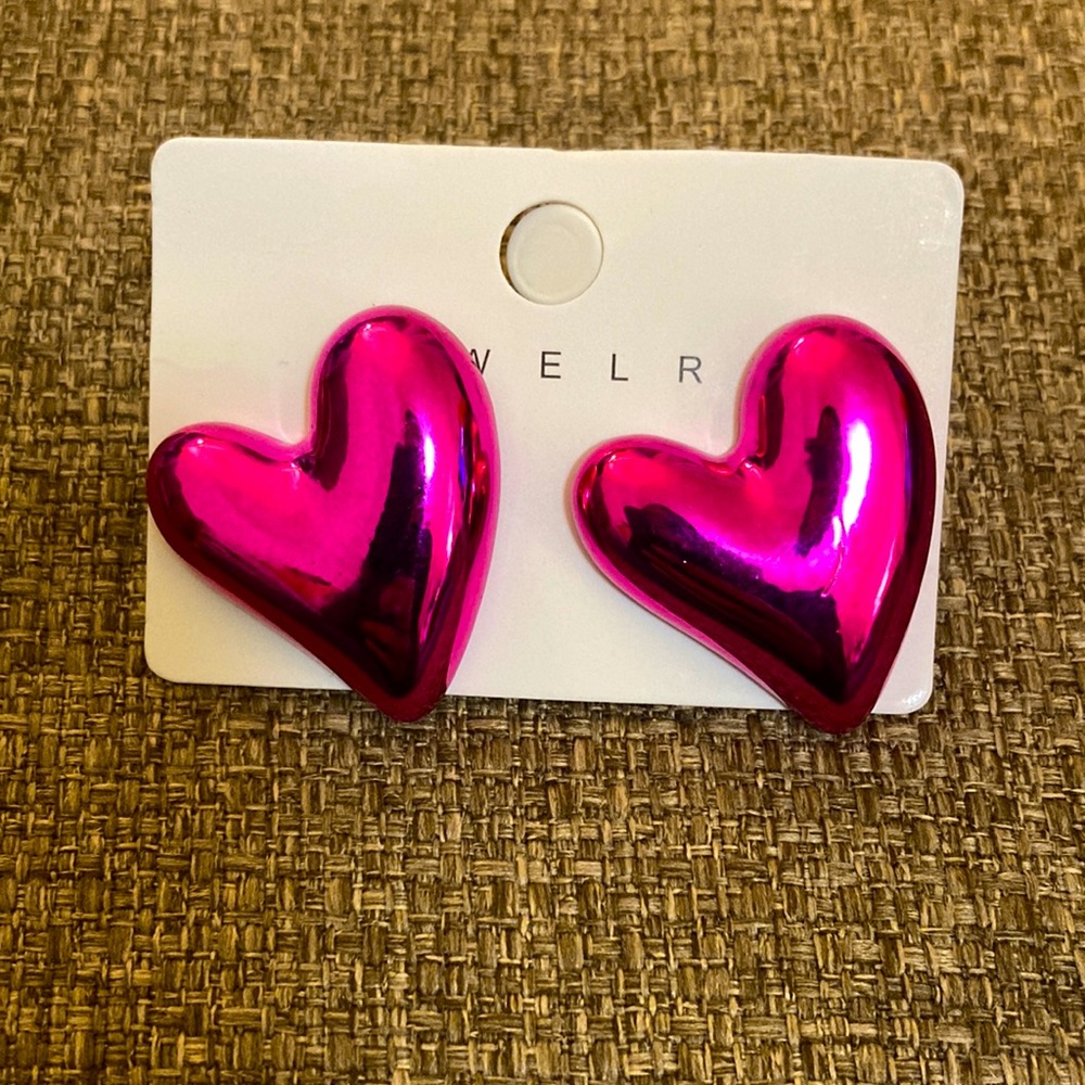 💕 Large shiny pink earrings 💕